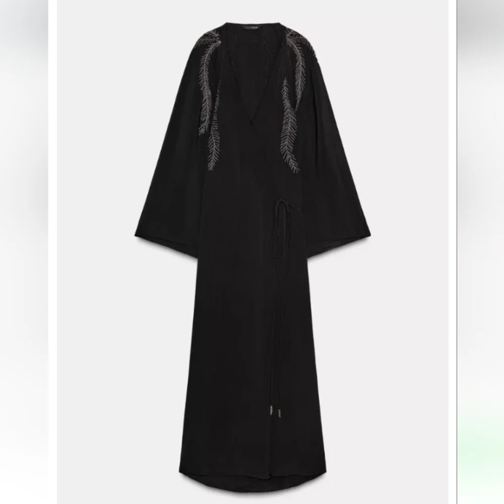 Zara Zw Collection Elegant Embroidered Beading Long Wrap Dress - Picture 2 of 13